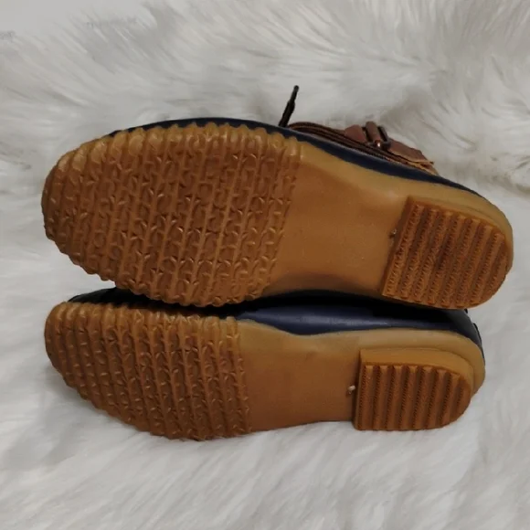 JBU Tan/Blue Big Kids Lace-Up Boots Sz.6.5 Or Women's 8/8.5 - Picture 9 of 12